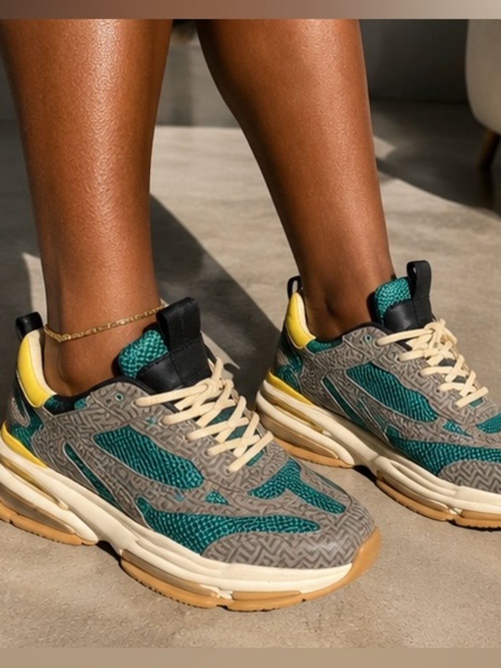 Steve Madden Teal & Gray Pattern Chunky Sneakers